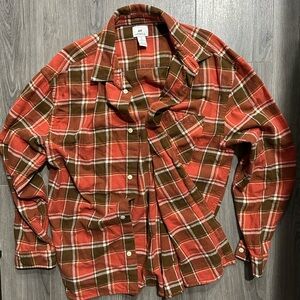 H&M Orange and Brown Plaid Button Down Shirt